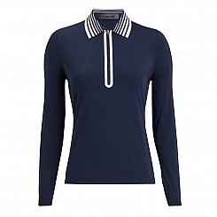 CONTRAST LADIES SILKY TECH NYLON QUARTER ZIP LADY POLO